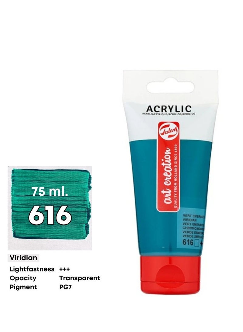 Talens Art Creation-Acrylic Paint 75ml Viridian No. 616 - Image 2