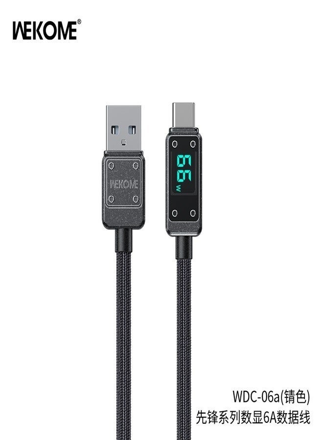 ويكومي WDC-06A Fast Charging Digital Display Data Cable – High Current Output USB Cable with Intelligent Power Indicator, Durable Braided Design for Smartphones & Devices - Image 1