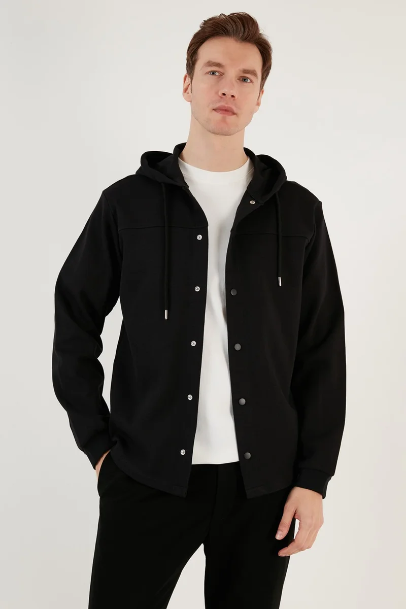 Buratti Cotton Regular Fit Hooded Shirt Men's Shirt 5905502