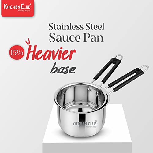 Kitchen Clue Stainless Steel TRIPLY Saucepan/Tea Pan 1600 ML I Induction & Gastove Cooking I Soft Silicon Handle & Heavy Gauge Bottom I - Image 4