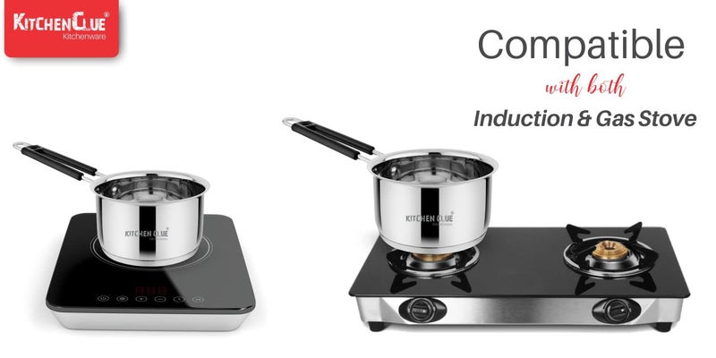Kitchen Clue Stainless Steel TRIPLY Saucepan/Tea Pan 1600 ML I Induction & Gastove Cooking I Soft Silicon Handle & Heavy Gauge Bottom I - Image 5