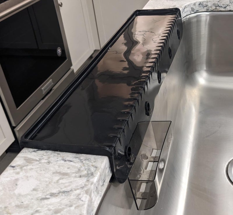 SiliProducts SiliSink XL Silicone Edge Guard for Kitchen Sink - Fits 3.75” - 4” Wide - The Original Silicone Sink Edge Protector with Sponge Caddy - Splash Guard, 20” Black Diamond - Image 5