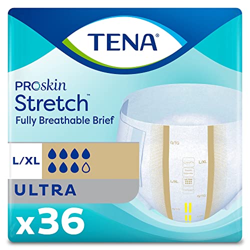 Tena TENA Stretch Ultra Briefs Incontinence Disposable Heavy Absorbency LargeXL 36 Count 2 Packs 72 Total