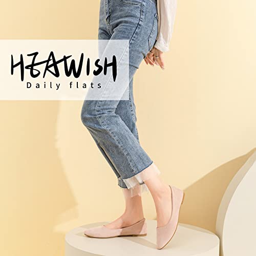 HEAWISH Women’s Black Flats Shoes Comfortable Suede Pointed Toe Slip On Casual Ballet Flats Dress Shoes Nude Flats(Nude, US9.5) - Image 4