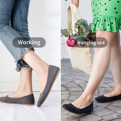 HEAWISH Women’s Black Flats Shoes Comfortable Suede Pointed Toe Slip On Casual Ballet Flats Dress Shoes Nude Flats(Nude, US9.5) - Image 2