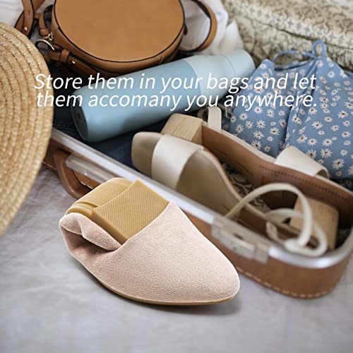 HEAWISH Women’s Black Flats Shoes Comfortable Suede Pointed Toe Slip On Casual Ballet Flats Dress Shoes Nude Flats(Nude, US9.5) - Image 3
