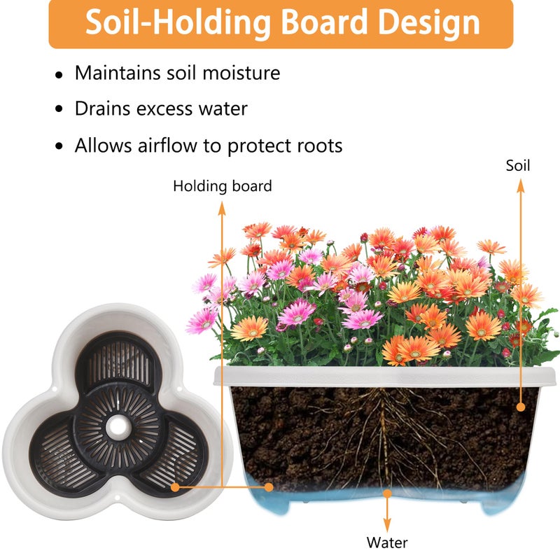 VECELO 5 Tier Vertical Garden Planter, Self Watering Stackable Planters with Wheels for Strawberries, Herbs, Flowers, Vegetables, Gray - Image 4