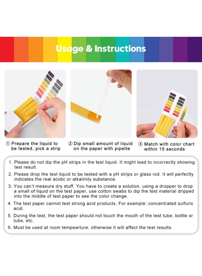 Sunspire 1 Pack pH Test Strips, 80 Strips pH.1-14 Universal pH Test Paper Litmus Test Paper pH Soap Making Testing Strips for Water Wine Saliva Urine Soil Testing Pet Food (Sealed Pack) - Image 3