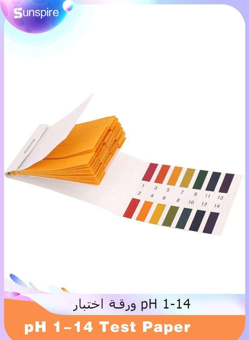Sunspire 1 Pack pH Test Strips, 80 Strips pH.1-14 Universal pH Test Paper Litmus Test Paper pH Soap Making Testing Strips for Water Wine Saliva Urine Soil Testing Pet Food (Sealed Pack) - Image 1