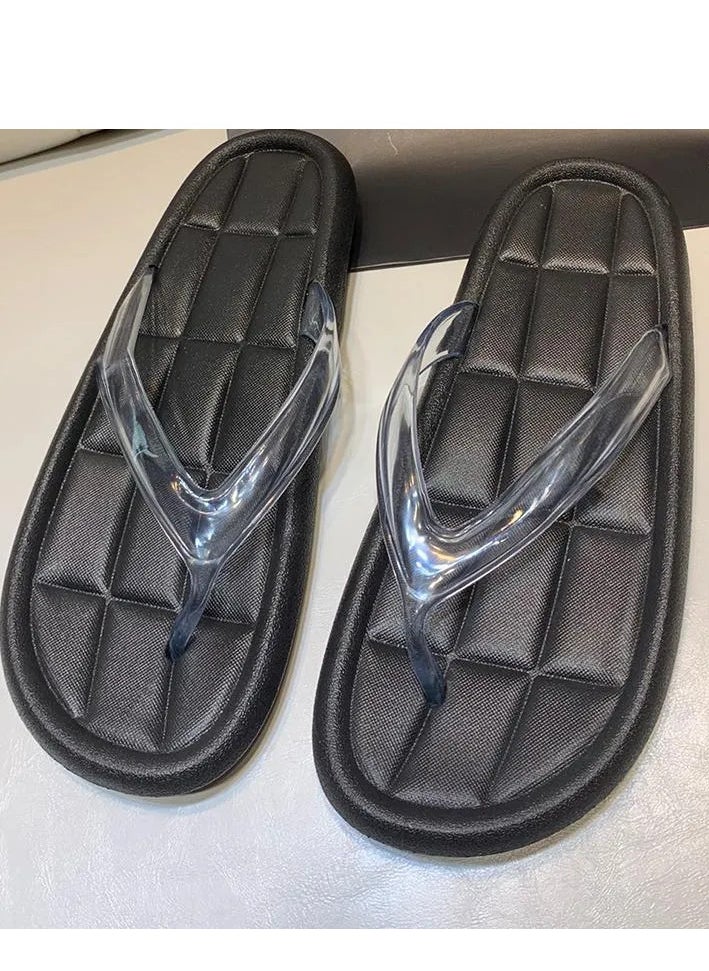 Ginger - Quilted Clear Strap Toe Post Slider - Image 1