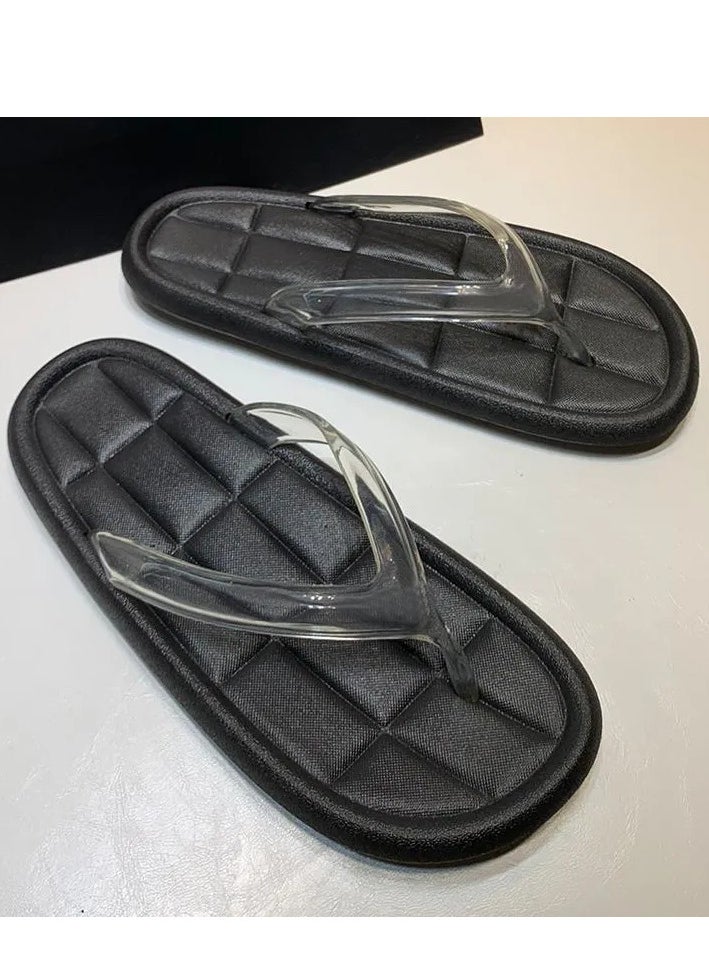 Ginger - Quilted Clear Strap Toe Post Slider - Image 1
