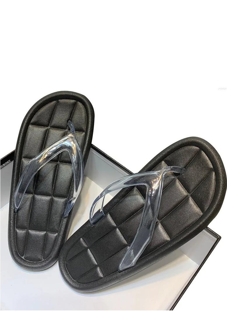 Ginger - Quilted Clear Strap Toe Post Slider - Image 1