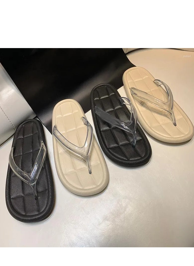 Ginger - Quilted Clear Strap Toe Post Slider - Image 1