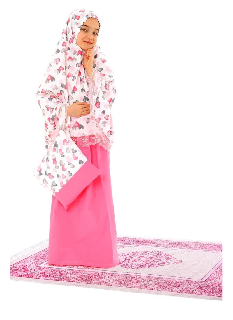 OLUDENIZ - Kids' Unique Prayer Attire: Crafted in Turkey, this distinctive prayer dress combines style and comfort Fit to 6-7 Years - Image 1