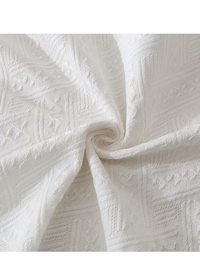 Nordic style high-quality cotton and linen white tassel lace tablecloth Internet celebrity tablecloth suitable for home use birthday party wedding party (size: 90*210cm) - Image 5