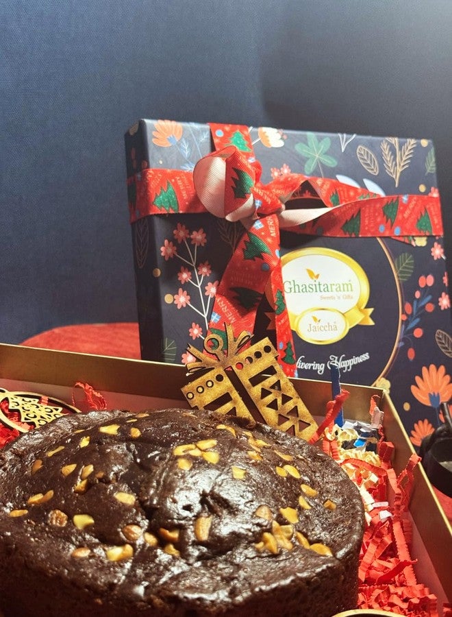 Jaiccha Ghasitaram Gifts Jaiccha Christmas Gifts Hamper Box with 500 GMS Plum Cake and Tags - Image 2