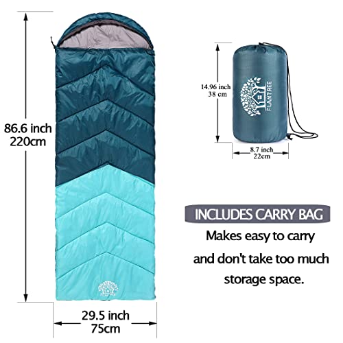 Flantree Sleeping Bag 4 Seasons Adults & Kids for Camping Hiking Trips Warm Cool Weather,Lightweight and Waterproof with Compression Bag,Indoors Outdoors Activities - Image 2