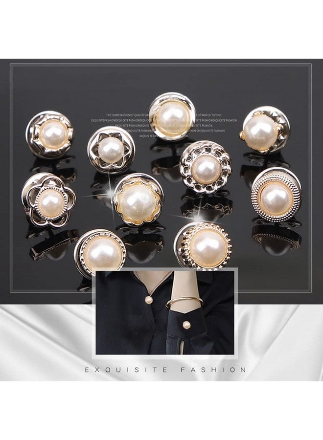 ARLICORPING 20Pcs Women Shirt Brooch Buttons Pearl No Sew Button Pins Instant Button Jeans Button Pins Women Shirt Safety Brooch (BROOCH BUTTON_PK_C) - Image 2