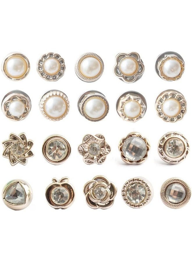 ARLICORPING 20Pcs Women Shirt Brooch Buttons Pearl No Sew Button Pins Instant Button Jeans Button Pins Women Shirt Safety Brooch (BROOCH BUTTON_PK_C) - Image 1