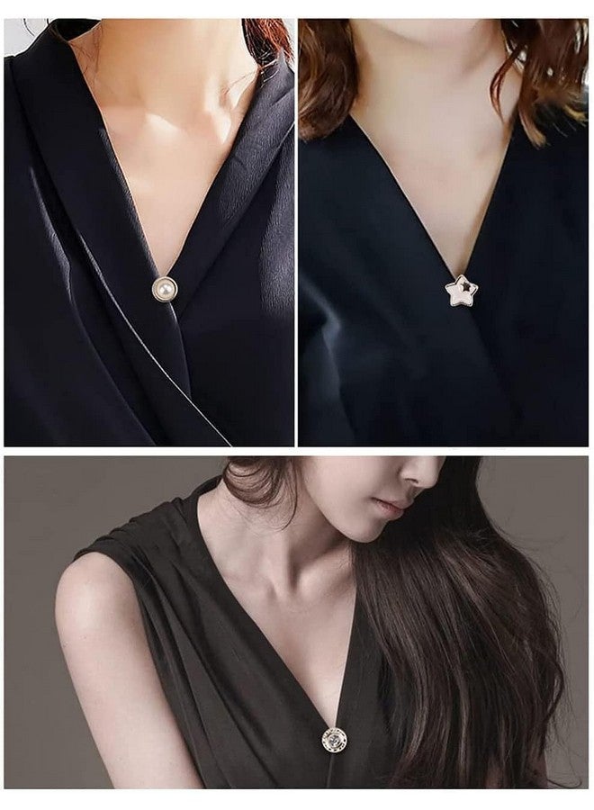 ARLICORPING 20Pcs Women Shirt Brooch Buttons Pearl No Sew Button Pins Instant Button Jeans Button Pins Women Shirt Safety Brooch (BROOCH BUTTON_PK_C) - Image 3
