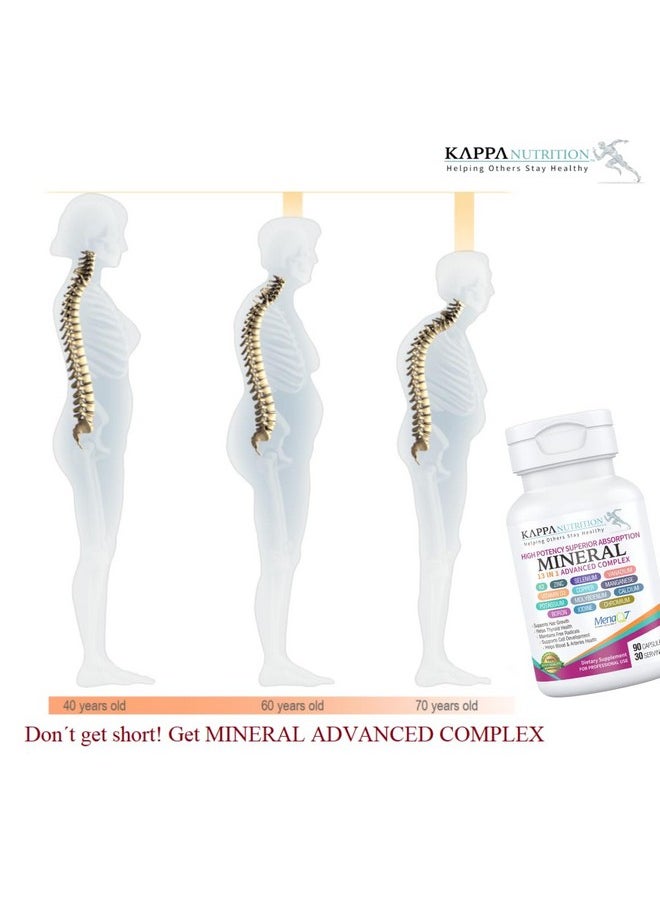 KAPPA NUTRITION - (90 Capsules) Vitamin K2 Vitamin D3 Zinc Selenium Vanadium Copper Manganese Potassium Molybdenum Calcium Chromium Iodine Boron Mineral 13 In 1 Advanced Complex From - Image 1