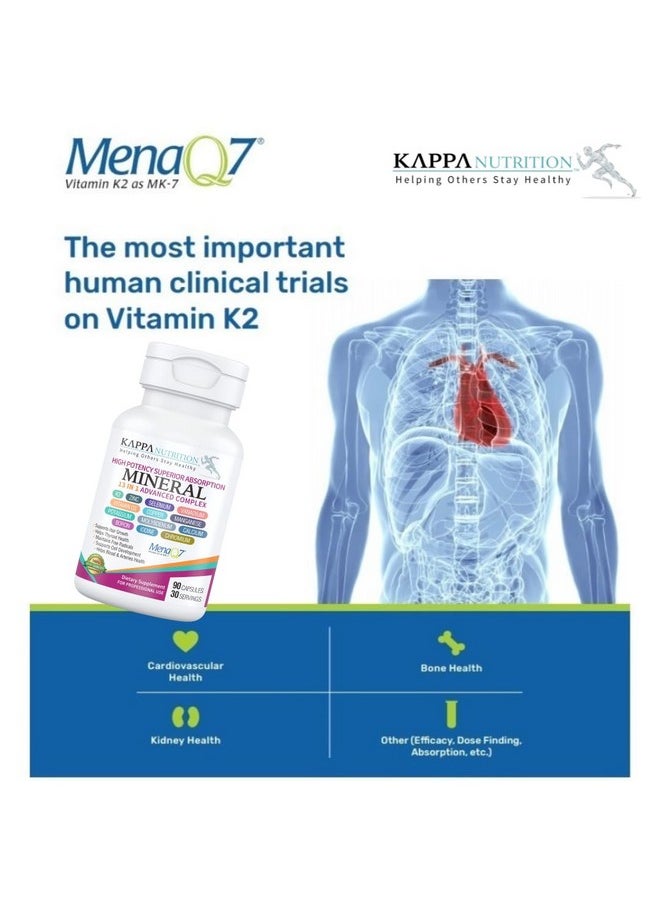 KAPPA NUTRITION - (90 Capsules) Vitamin K2 Vitamin D3 Zinc Selenium Vanadium Copper Manganese Potassium Molybdenum Calcium Chromium Iodine Boron Mineral 13 In 1 Advanced Complex From - Image 1