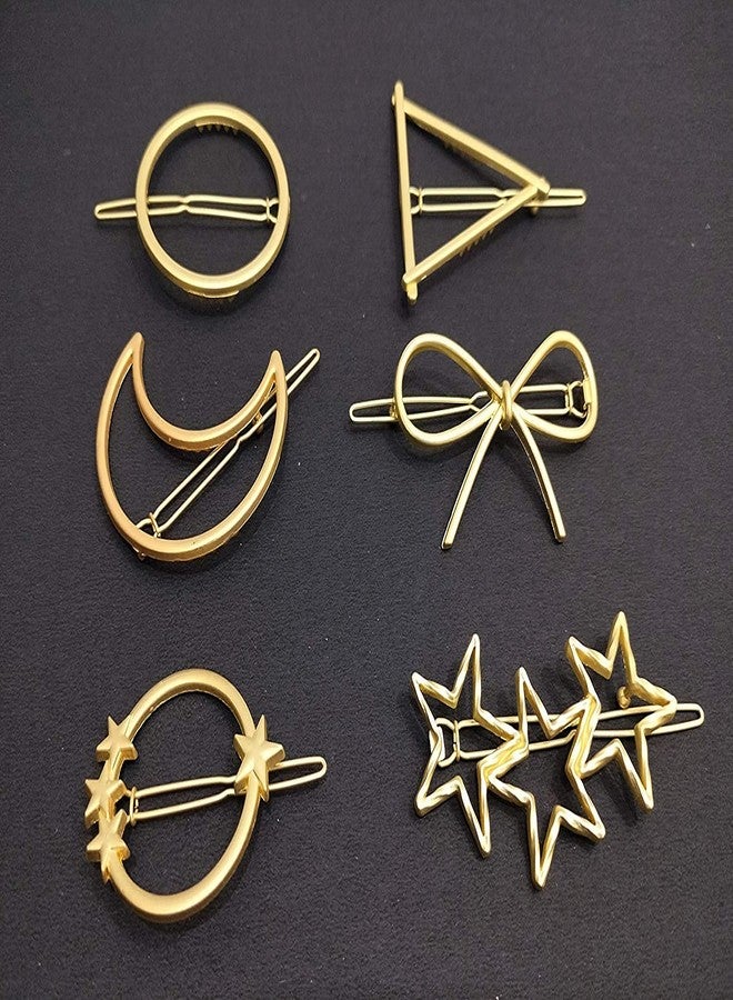 Nat Gold geometric Design Barrettes Hair Clips Pins For Girls Women Random Shapes (Pack Of 8 PINS) - Image 2