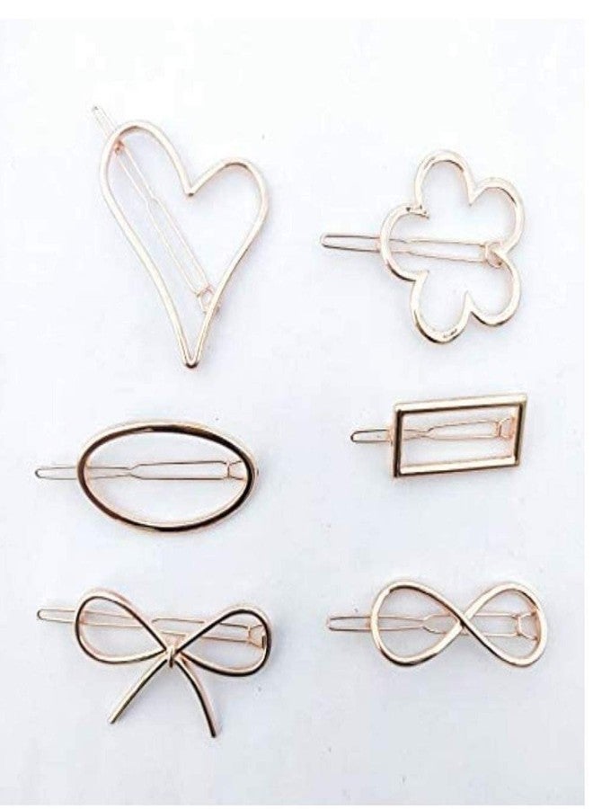 Nat Gold geometric Design Barrettes Hair Clips Pins For Girls Women Random Shapes (Pack Of 8 PINS) - Image 5