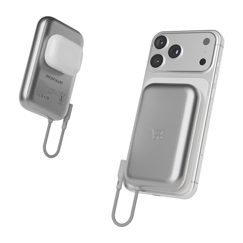 Phonokart Aurum 10000mAh Space Capsule Shaped Magnetic Wireless Powerbank Perfect for iPhone 16,15,14,13,12 with LED Indicator and 20W Fast Detachable Inbuilt Cable- Charges iPhone 50% in 30 mins - Image 1