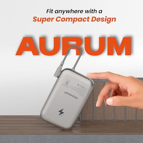 Phonokart Aurum 10000mAh Space Capsule Shaped Magnetic Wireless Powerbank Perfect for iPhone 16,15,14,13,12 with LED Indicator and 20W Fast Detachable Inbuilt Cable- Charges iPhone 50% in 30 mins - Image 3