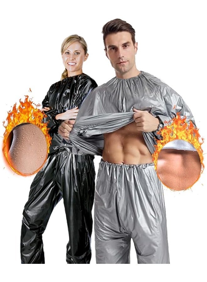 Thermal sauna suit for exercise and increased sweating – PVC workout suit for men and women that helps with sweating during exercise and fitness - Image 1