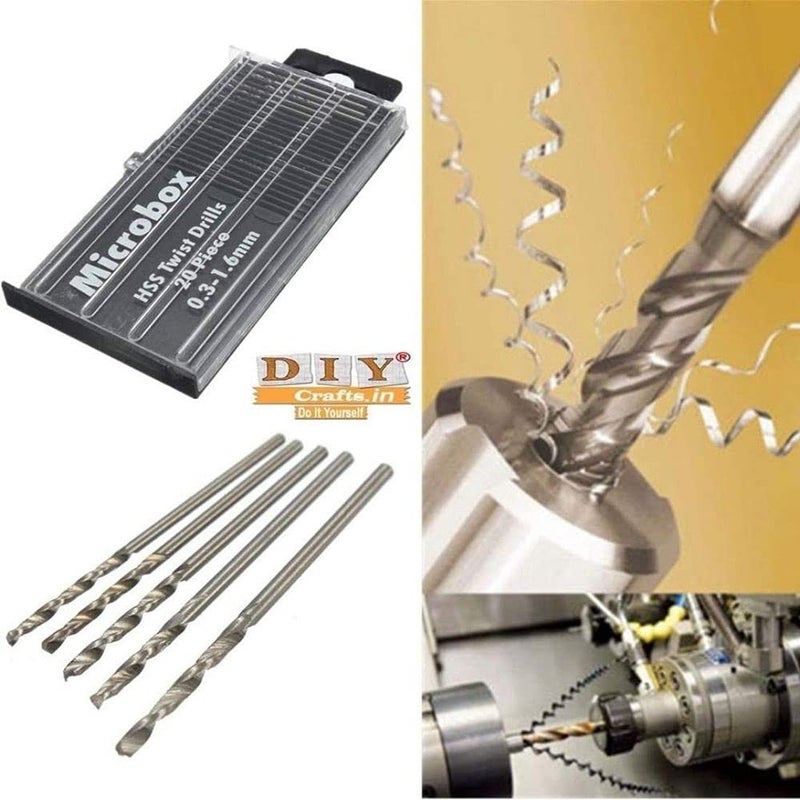 Diy Crafts 12616 10014 Steel Hss Micro Twist Drill Bit, 0.3mm-1.6mm, Multicolor, 20 Piece - Image 2