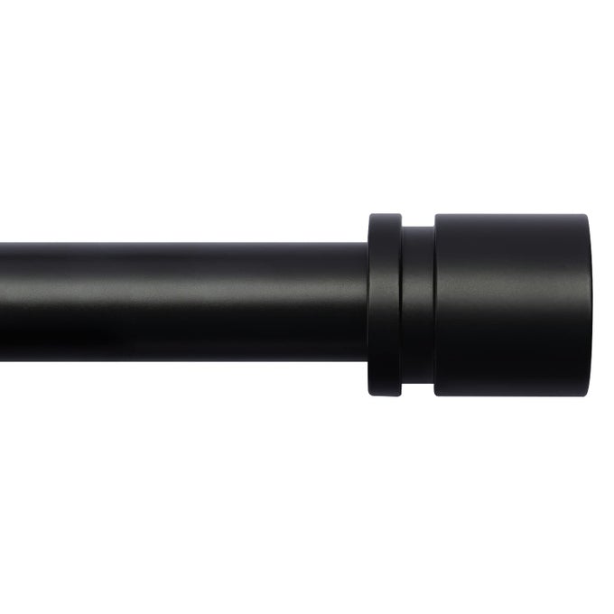 CURTAIN RODS FOR WINDOWS 16 TO 120 INCHES ADJUSTABLE LENGTH 1 INCH DIAMETER WINDOW CURTAIN ROD WITH ALUMINIUM FINIALS BLACK