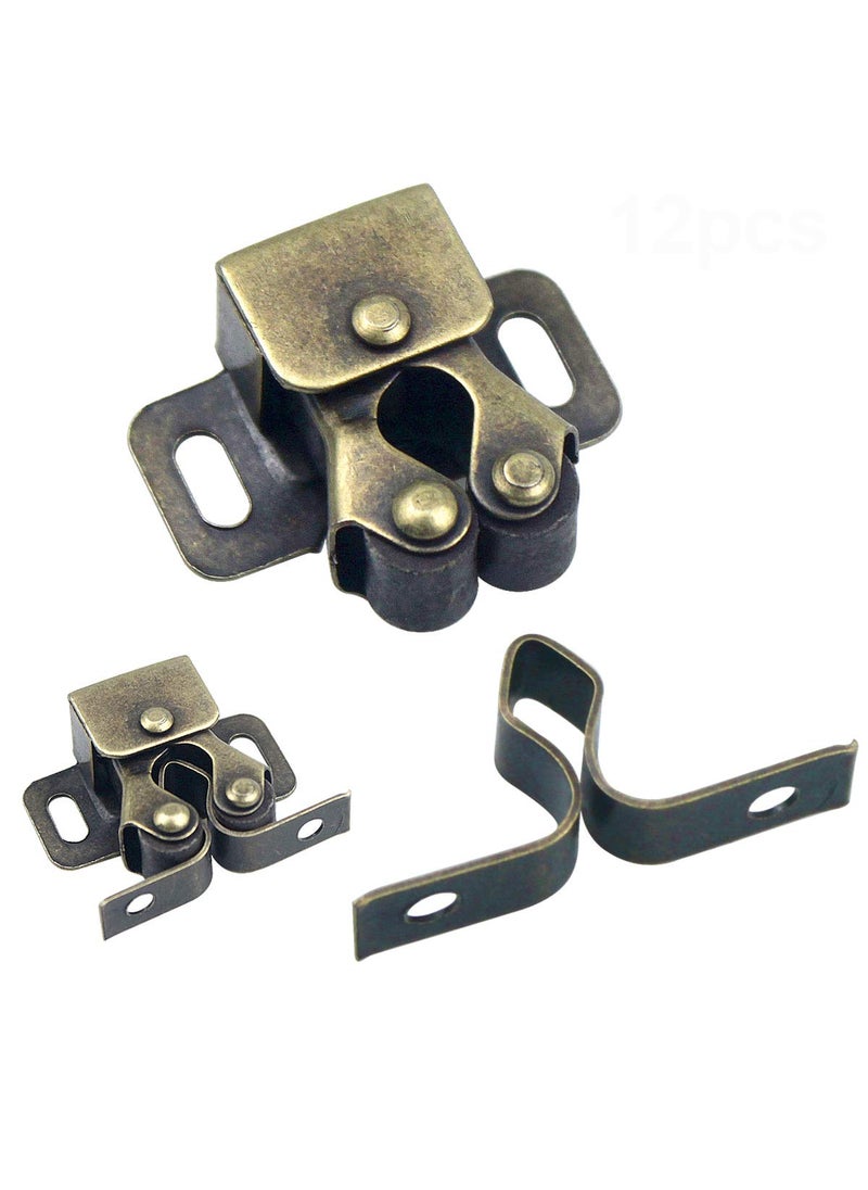 HQdeal HQDeal 12PCS Door Catches Double Roller Strong Hold Cupboard Cabinet Door Catches with Screws Double Roller Catch Cabinet Catch Door Latch for Home Furniture Cabinet Cupboard Antique Bronzed  - Image 1