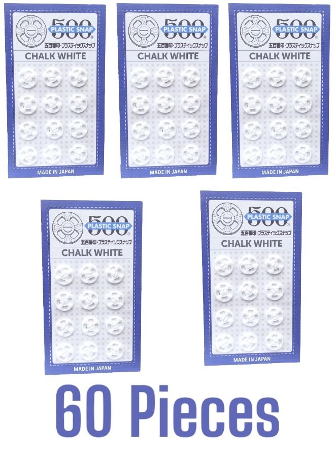 ISHIZAKI PRESS INDUSTRIAL CO LTD 60-Piece Allergy Free Plastic Press Stud Button Chalk White Colour 8.6 Millimeter  - Image 1