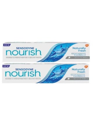 Two pieces of Sensodyne Norish Natural Fresh Toothpaste to relieve tooth sensitivity and anti-decay 75 ml Sensitivity relief