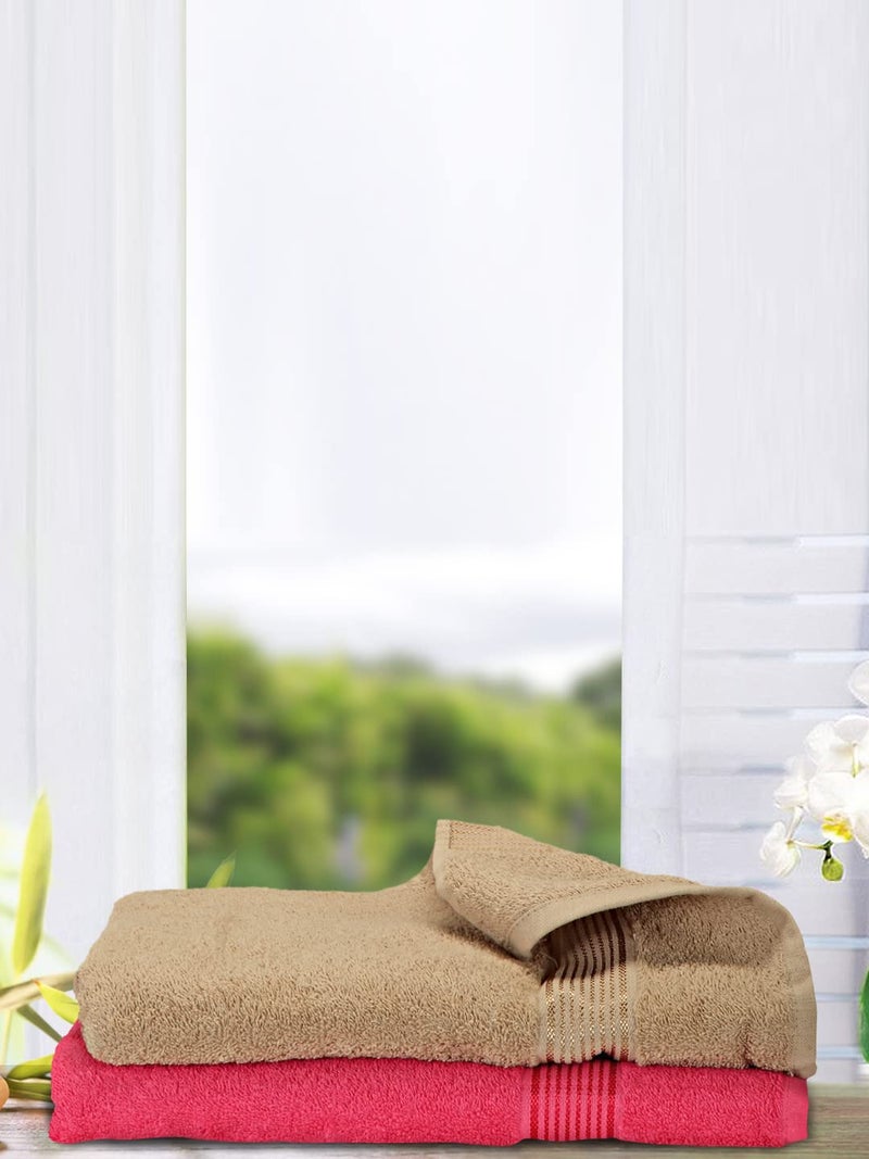 KOPA by Bianca 400 GSM 100% Cotton Soft Terry Towel l 2pc Bath Towel l Bath Towel Cotton l Towel Bath l D`Ross l Pink-Taupe - Image 1