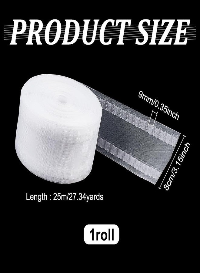 BENECREAT 27 Yard Wave Curtain Tape, White Nylon Drapery Header, 3.15 Inch Transparent Pleat for Installing & Fixing Curtains - Image 2