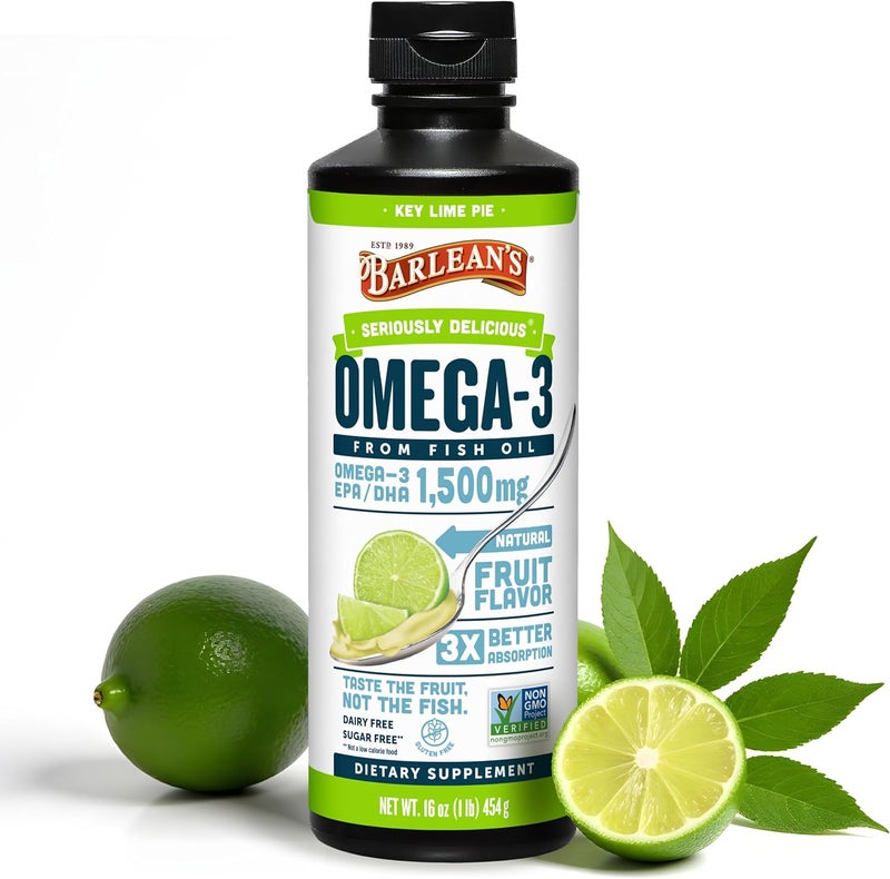 Barleans Organic Oils Seriously Delicious Omega3 High Potency Fish Oil Key Lime Pie 16 Fl Oz - Image 1