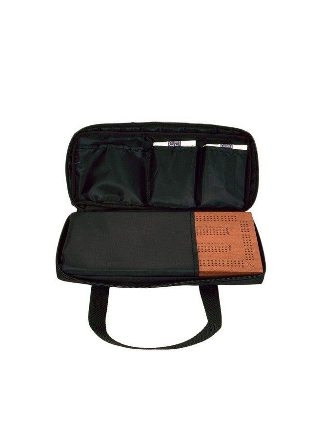 Sterling Games Triple Track Wooden Cribbage 13 Inch Board Game Set With Carrying Bag And Metal Pegs For 3 Players - Image 4