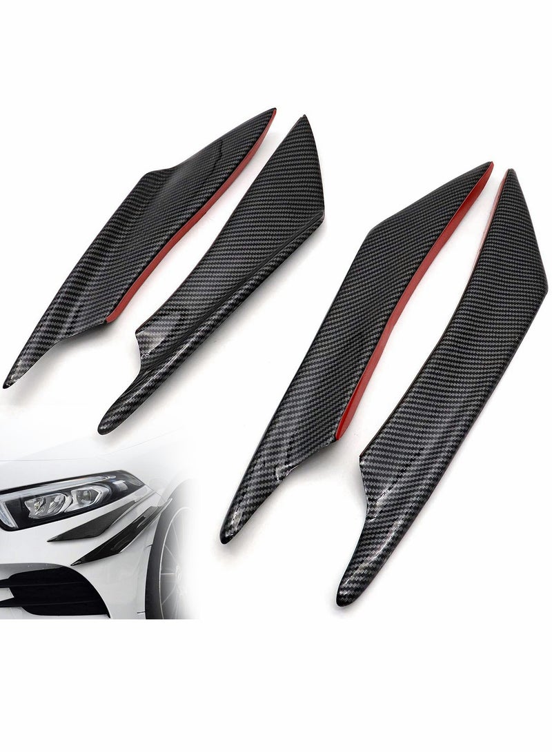 Zikra Car Front Bumper Spoiler, Universal Carbon Fiber Pattern Lip Fin Splitter, Spoiler Modified Decoration (2 Large and 2 Small) - Image 1