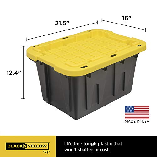 CX BLACK YELLOW 12Gallon Heavy Duty Storage Bins with Lids Stackable Plastic Storage Bins with WeatherResistant Design Home Organization 4 Pack 1251H x 163W x 218D - Image 3