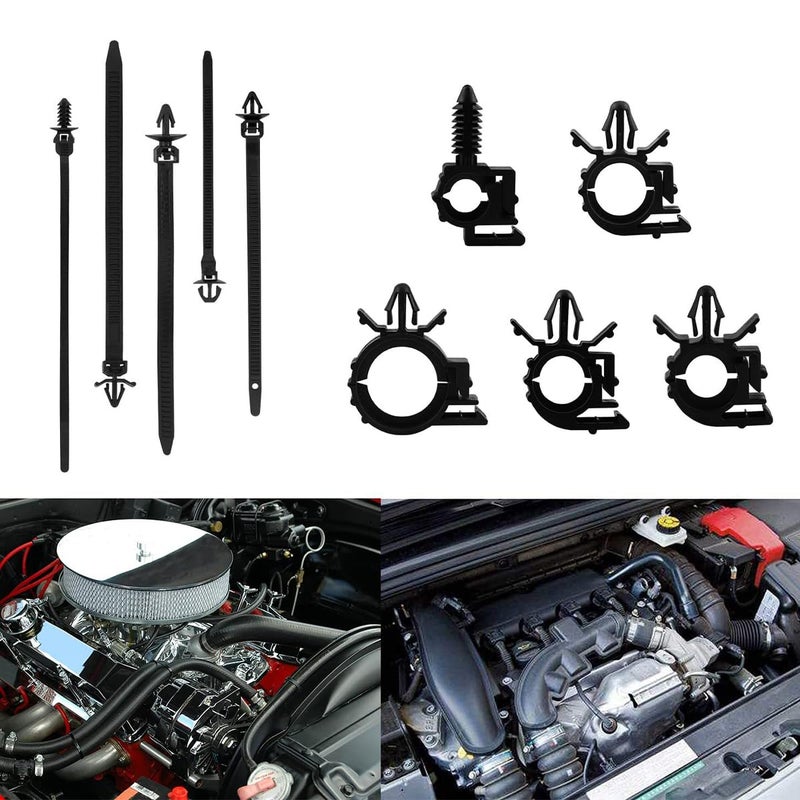 Generic BELOMI Car Wire Loom Clips, Automotive Push Mount Cable Zip Tie, 150 Pcs Auto Wire Loom Routing Clip Assortment, Wiring Harness Clip and Fastener, Replacement Parts for Cars Boat Trailer  - Image 2