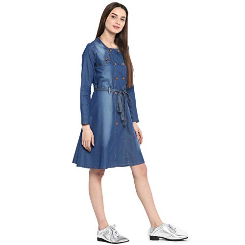 StyleStone Women's Denim Dress with Shoulder Placket Blue (3326ShldrPlacketDrsXL) - Image 4