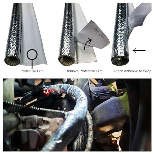 BSTFLEX 10mm - 3/8" Self-wrap Aluminum Heat Shield Sleeve Thermal Reflective Side Entry High Temperature for Hoses, Wire Harnesses, Cables, Automotive, Exhaust 39" (1 Meter) - Image 2