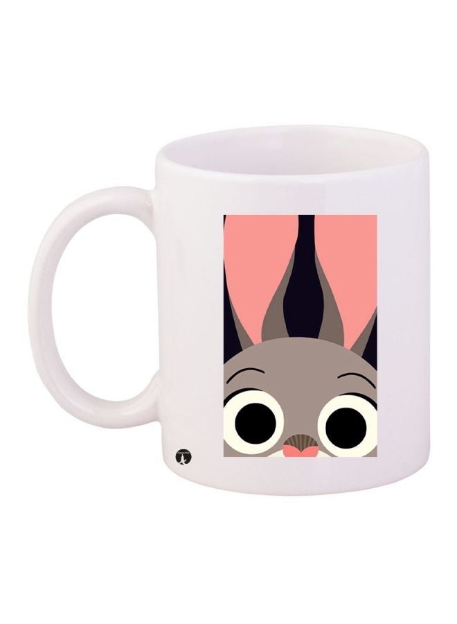 Bunny Printed Coffee Mug White/Pink/Grey 11ounce