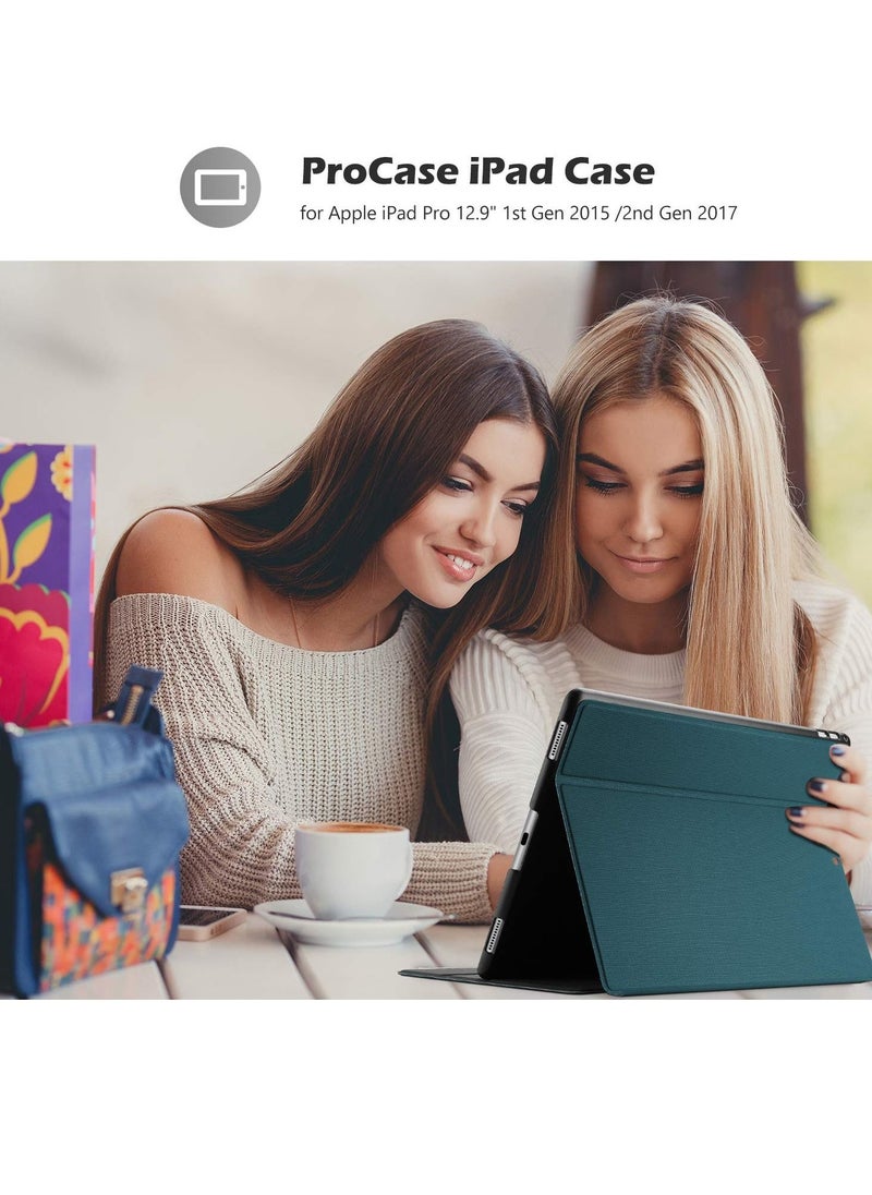 IPad Pro 12.9 Inch 2nd Gen 2017 And  IPad Pro 12.9 Inch 1st Gen 2015 Case Slim Stand Protective Folio Case Smart Cover Teal