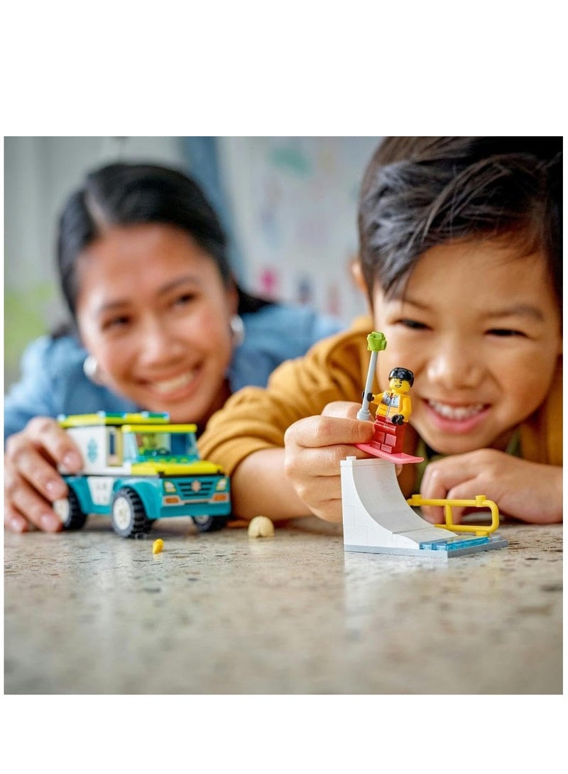 LEGO Lego City Emergency Ambulance And Snowboarder 60403 Building Blocks Toy Car Set - Image 3