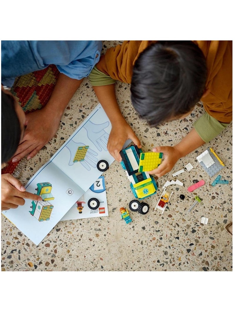 LEGO Lego City Emergency Ambulance And Snowboarder 60403 Building Blocks Toy Car Set - Image 4