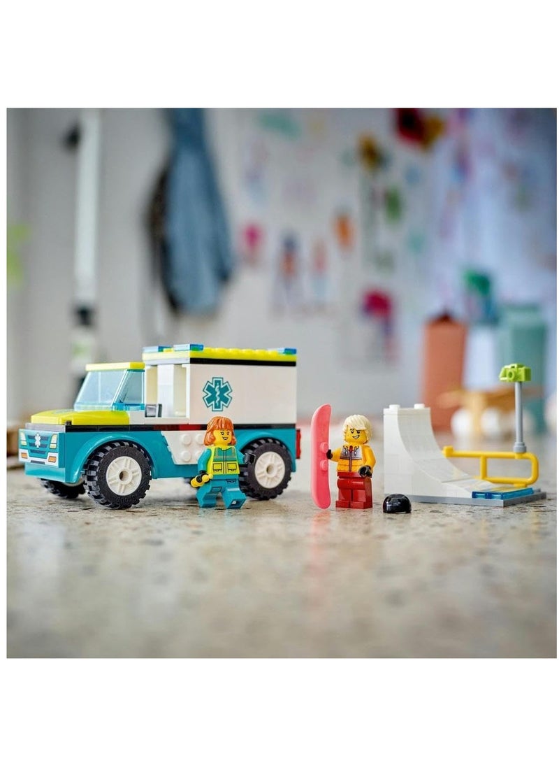 LEGO Lego City Emergency Ambulance And Snowboarder 60403 Building Blocks Toy Car Set - Image 5